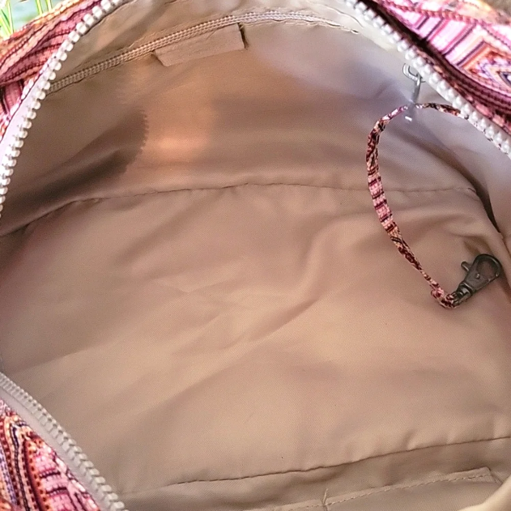 Kipling Geometric Patterned Pink and Gray Bag - Picture 8 of 9